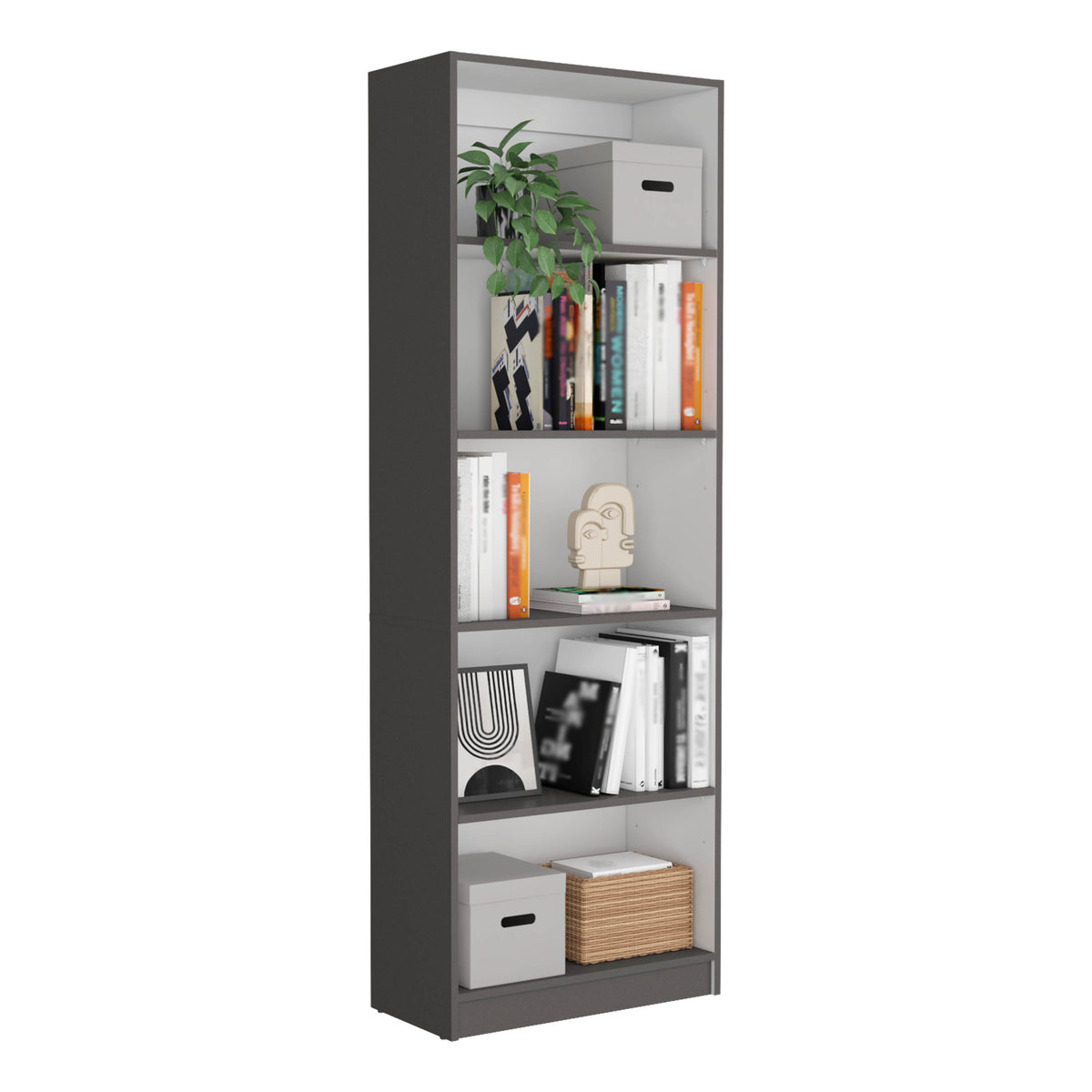 Aynor 3 Piece Home Bookcase Set, 74" Wide With 12 Shelves And 2 Door Cabinetliving Room Set Matt Gray White Multicolor Office Modern Particle Board