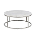 Zaidee Coffee Table, Natural Marble Top & Nickel Finish Lv02795 White Marble Metal