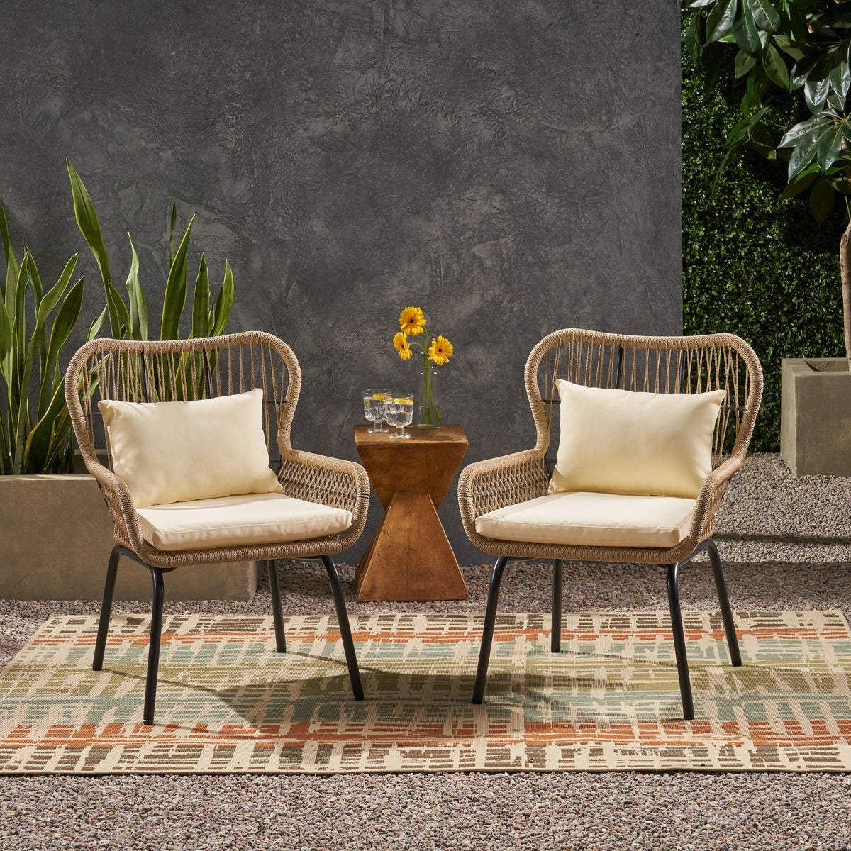 Southport Club Chair Brown Beige Woven Rope
