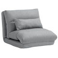 Homcom Folding Floor Chair, Convertible Lazy Sofa Bed, Floor Couch With 6 Position Adjustable Backrest And Pillow For Reading, Gaming, Meditating, Gray Gray Polyester