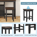 Farmhouse Rustic 3 Piece Counter Height Wood Dining Table Set With Cabinet,2 Storage Drawers And 2 Stools For Small Places,Black Cherry Wood Wood Cherry Seats 2 Wood Dining Room Farmhouse Rubberwood Rectangular Foam Solid Wood