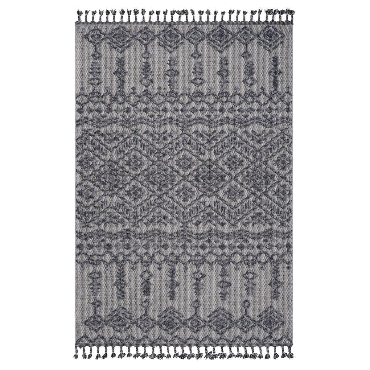 4X6 White Gray Traditional Indoor Outdoor Area Rug White Gray Polypropylene