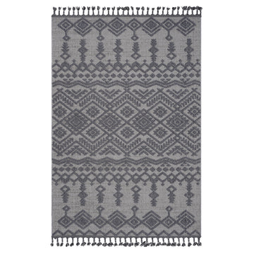 6X9 White Gray Traditional Indoor Outdoor Area Rug White Gray Polypropylene