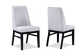 2Pc Contemporary Upholstered Side Chair White Textured Fabric Upholstered High Back Cushioned Seat Wooden Dining Room Home Furniture Black Finish White Black Dining Room Contemporary,Modern Dining