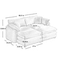 Corduroy Two Seater Sofa With 2 Footrest, 2 Seater Sofa With Ottoman For Small Living Spaces, Tan Corduroy Sofa Tan Corduroy 2 Seat