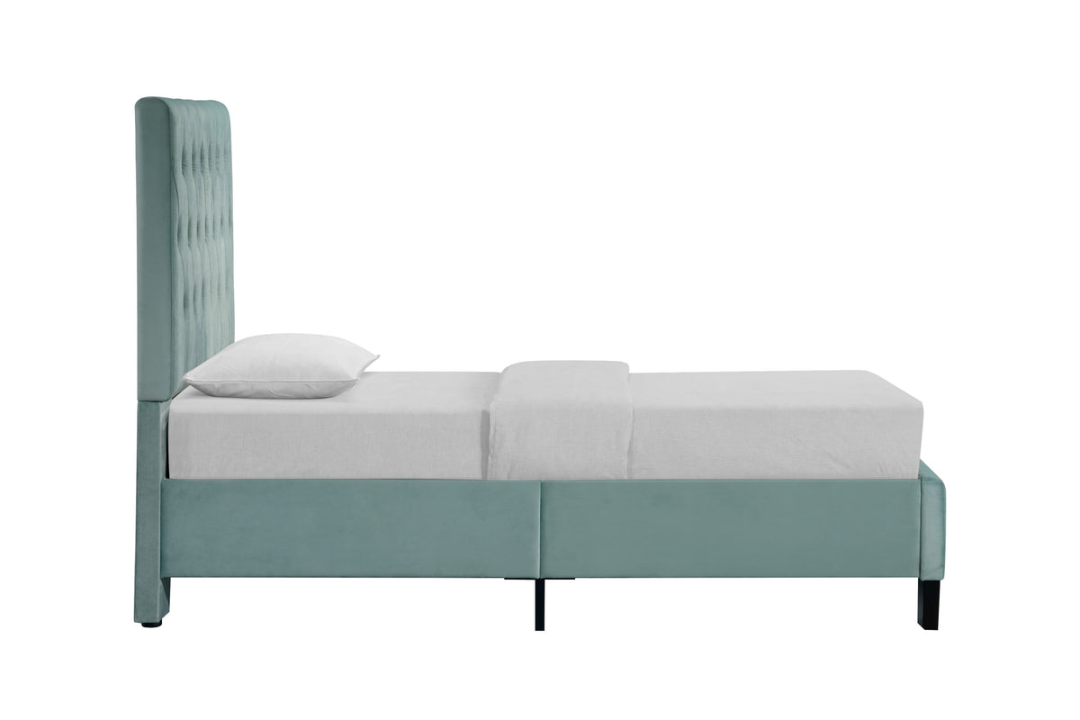 Luma Blue Twin Upholstered Bed Twin Blue Foam Solid Wood