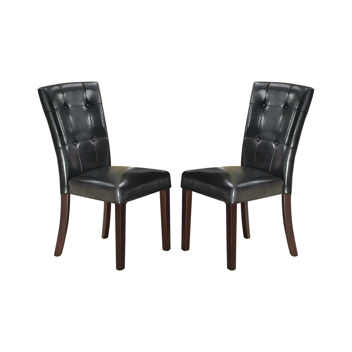 Faux Leather Upholstered Dining Chair, Black Set Of 2 Solid Black Dining Room Side Chair Mdf