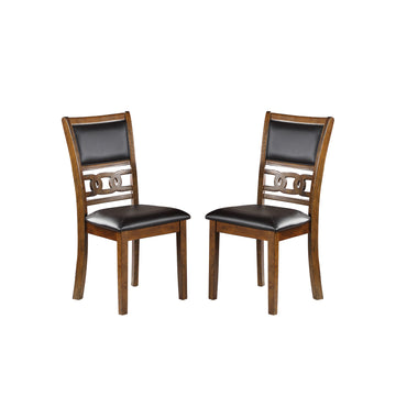 Set Of 2 Upholstered Dining Chair In Walnut Finish Cushion Solid Brown Dining Room Rubberwood Solid Back Rubberwood Walnut Polished Foam Dry Clean Rectangular Transitional Dining Chairs Upholstered Solid Wood