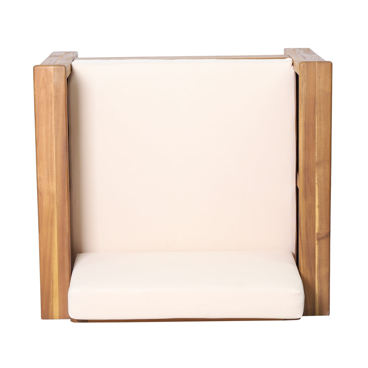 Set Of 2 Outdoor Acacia Wood Club Chairs With Cushions, Teak Beige, 27.75"D X 32"W X 27.75"H Yes Brown Beige Foam Acacia Wood