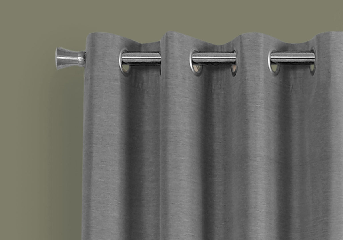 Curtain Panel, 2Pcs Set, 54"W X 95"L, 100% Blackout, Grommet, Living Room, Bedroom, Kitchen, Grey Thermal Insulation Polyester, Contemporary, Modern Grey Polyester