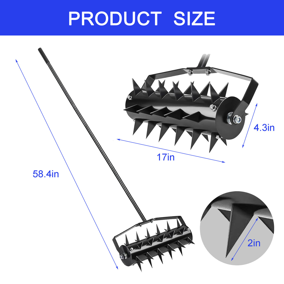 Lawn Aerators, Gardens, Yards, Loose Soil In Farmland,Gardening Lawn Aerator Tool, Upgraded Heavy Duty Aerator Lawn Soil Penetrator Spikes, For Garden Grass Patio Yard. Black Iron