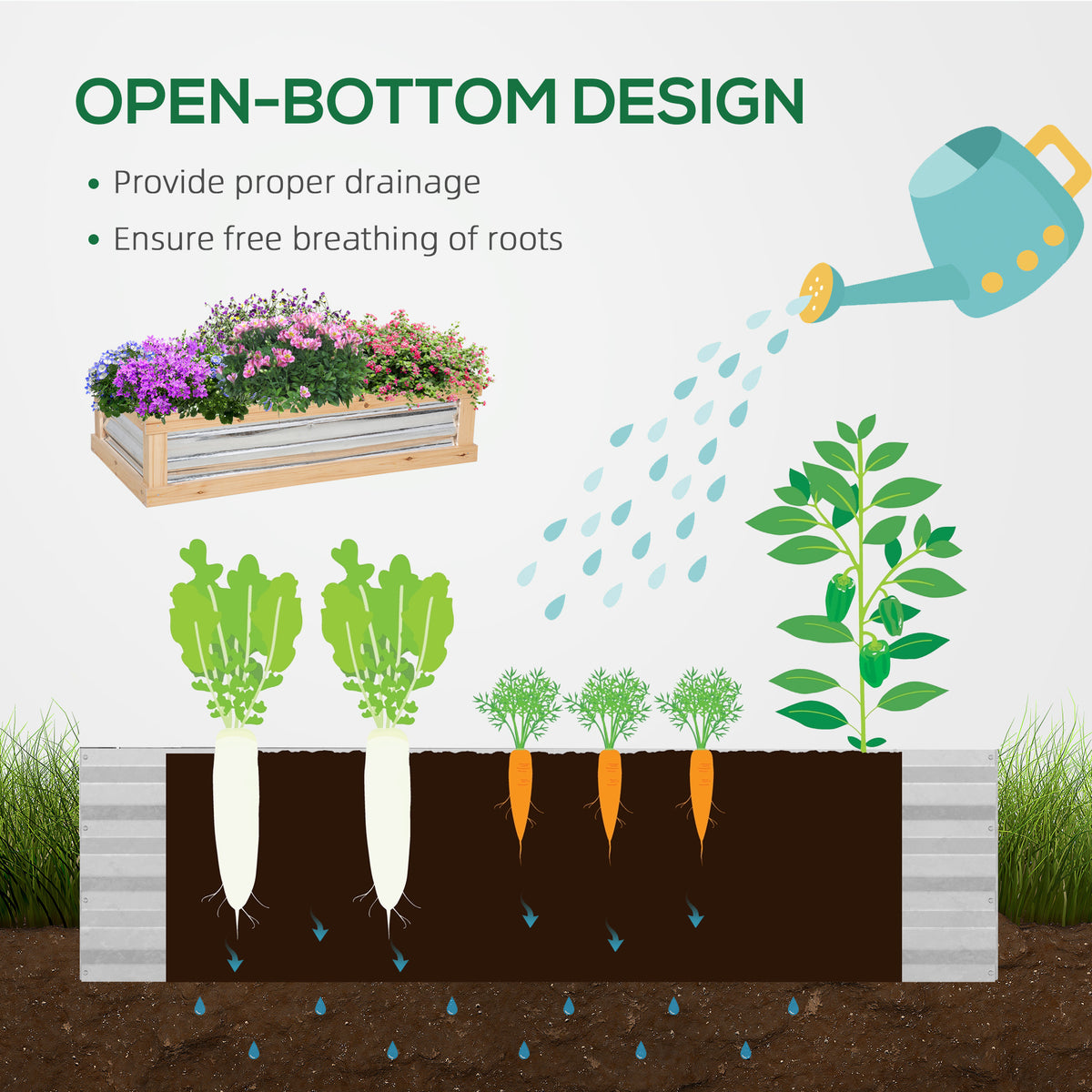 Outsunny Raised Garden Bed With Polycarbonate Greenhouse, Wooden Garden Cold Frame Greenhouse, Flower Planter Protection, 48" X 24" X 32", Natural Natural Wood Wood