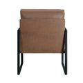 Modern Accent Chair Cushioned Seat Brown Faux Leather Upholstery Black Metal Frame 1Pc Style Comfort Durability Elegance Look Brown Primary Living Space Industrial,Mid Century Modern,Modern Metal