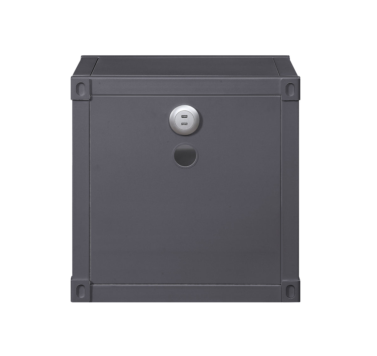 Gunmetal Nightstand With Open Shelf Gunmetal Bedroom Rectangle Contemporary,Industrial Shelf Metal
