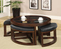 Dark Walnut Coffee Table Glass Insert Top Ottoman Included Table Set Living Room Furniture Walnut Brown Primary Living Space Classic,Contemporary,Luxury,Traditional Coffee & End Tables Solid Wood