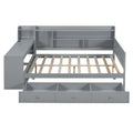 Full Size Wooden Daybed With 3 Drawers, Usb Ports And Deskgray Full Gray Wood