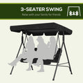 Outsunny 3 Seat Outdoor Patio Swing Chair With Removable Cushion, Steel Frame Stand And Adjustable Tilt Canopy For Patio, Garden, Poolside, Balcony, Backyard, Black 2 Black Steel