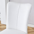 Table And Chair Set, Mdf Desktop, White Metal Table Legs, Stable And Beautiful, Suitable For Most Styles Of Home. Modern Simple Dining Table, Comfortable Seating. White Seats 4 Mdf