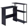 Black Office Desk With Bookshelf Black Writting Desk Triangular Office Rectangular Shelves Wood Metal Sled