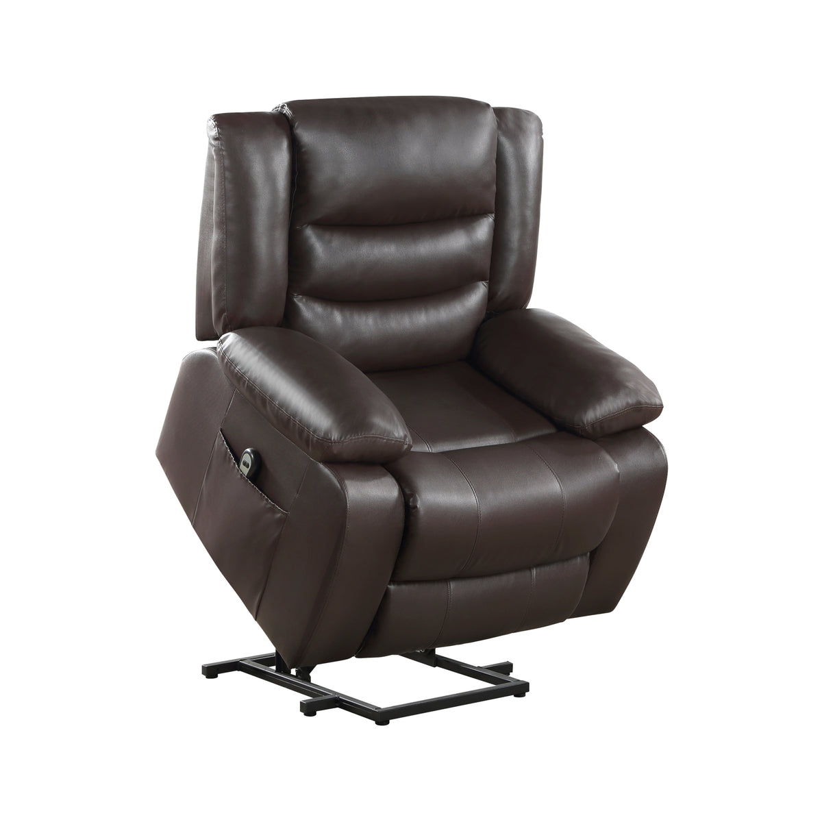 Modern Living Room Furniture 1Pc Power Lift Chair Faux Leather Upholstery Dark Brown Power Recliner Chair Dark Brown Faux Leather Primary Living Space Faux Leather