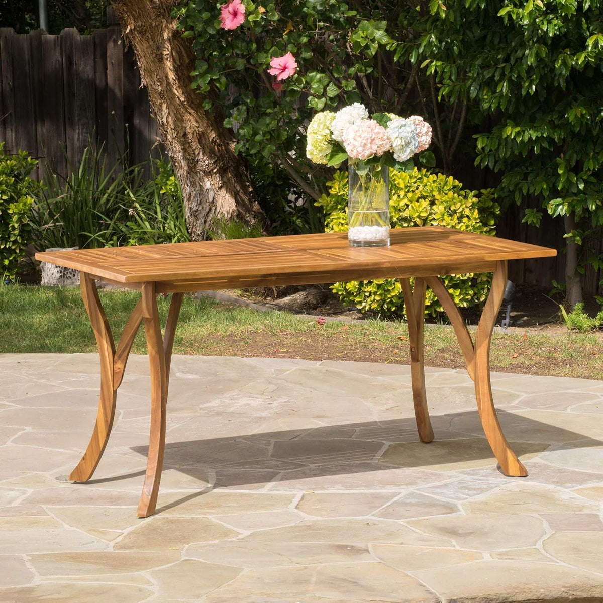 Hermosa 7 Piece Wood Dining Set With Cushions Yes Teak Acacia Wood