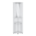 Corner Bar Cabinet Unit With Wine Glass Rack And Lower Cabinet, White White Solid Wood Mdf Engineered Wood