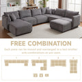 Multi Module Combination Style Sofa For Living Room, Bedroom And Other Lounge Spaces, Modern Minimalist Corduroy Combination Sofa With 2 Comfort Cushions With Usb & C Charging Ports,Gray,Two Sets Gray Foam Fabric 8 Seat