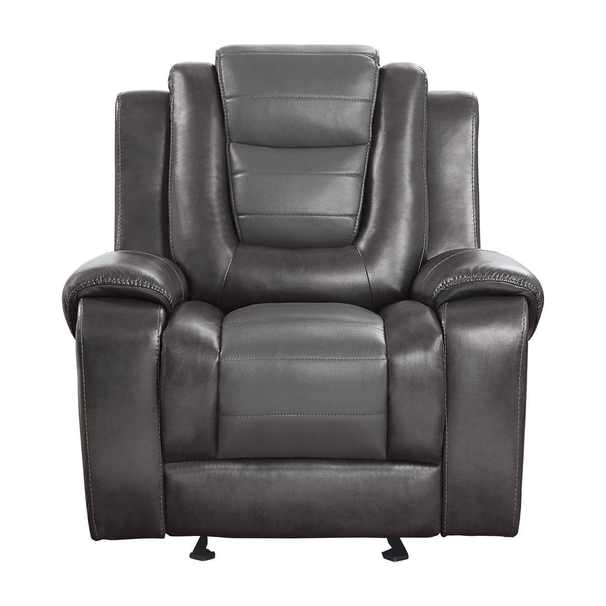 Modern Luxury Living Room Sofa Set 3Pc Reclining Sofa Loveseat Glider Reclining Chair Formal Furniture Premium Faux Leather Upholstery Comfortable Two Tone Gray Finish Dark Gray,Light Gray Faux Leather Wood Primary Living Space Luxury,Modern