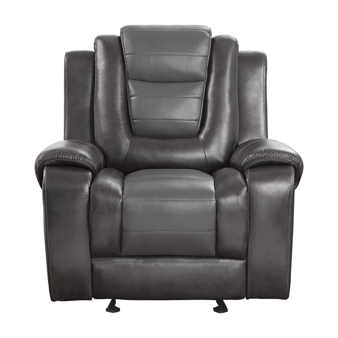 Modern Luxury Chair Glider Reclining 1Pc Formal Living Room Furniture Premium Faux Leather Upholstery Comfortable Two Tone Gray Finish Dark Gray,Light Gray Faux Leather Wood Primary Living Space Luxury,Modern Plywood,Solid Wood