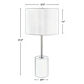 Lily 28 Inch Accent Lamp, White Round Hardback Drum Shade, Black, Gold White Black Fabric Metal