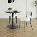 Modern Grey Simple Teddy Velvet Dining Chair Upholstered Chair Family Bedroom Stool Back Dressing, Black Round Table Set,Bentwood Covered With Ash Veneer Chair Back,Chair Black Metal Legs Set Of 3 Black Mdf