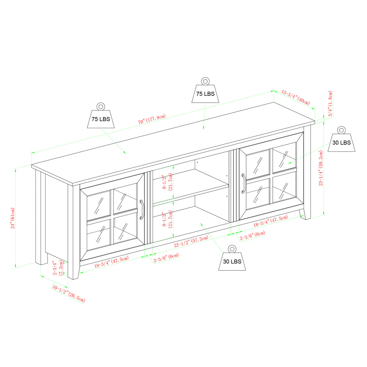 Modern Farmhouse 2 Door Glass Windowpane 70" Tv Stand For 80" Tvs Rustic Oak Oak Mdf