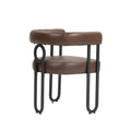 Coolmore Contemporary Designed Pu Fabric Upholstered Accent Dining Chair Barrel Side Chairs Kitchen Armchair For Living Room Set Of 2 Dark Brown Pu Dark Brown Dining Room Foam Pu Leather