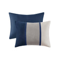 7 Piece Faux Suede Comforter Set Blue King King Blue Polyester