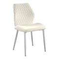 Modern Dining Side Chairs Set Of 2, Beige Velvet Upholstered White Metal Legs Furniture Beige Dining Room Modern,Ultra Modern Side Chair Metal