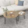 27.56'' Round Nesting Coffee Table Set Of 2, Circular Nesting End Table Set, Round Wooden Tabletop, And Sturdy Metal Base For Living Room, Bedroom, Brown Rustic Brown Round Wood Metal