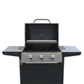 Propane Gas Grill 4 Burner Barbecue Grill, Stainless Steel 34,000 Btu Patio Garden Barbecue Grill With Two Shelves, Lid, Wheels And Bottle Opener Black Iron