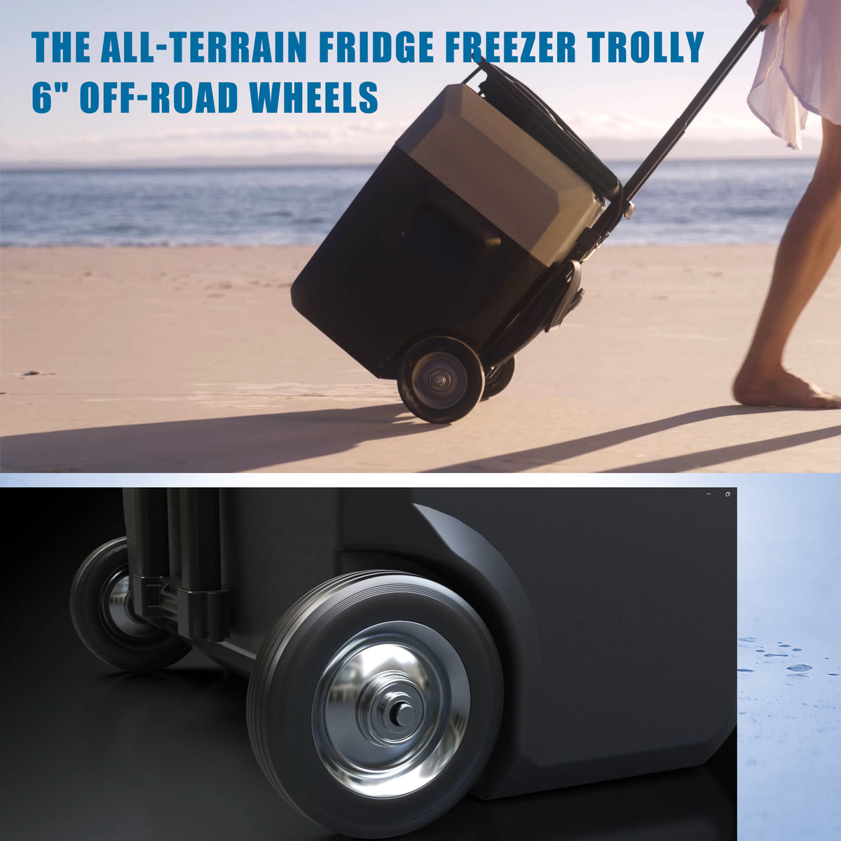 52Qt Car Freezer Portable Refrigerator With App Control And 6'' Off Road Wheels, 12V,45W Cooler Freezer,Low Noice Antique White Gray Plastic