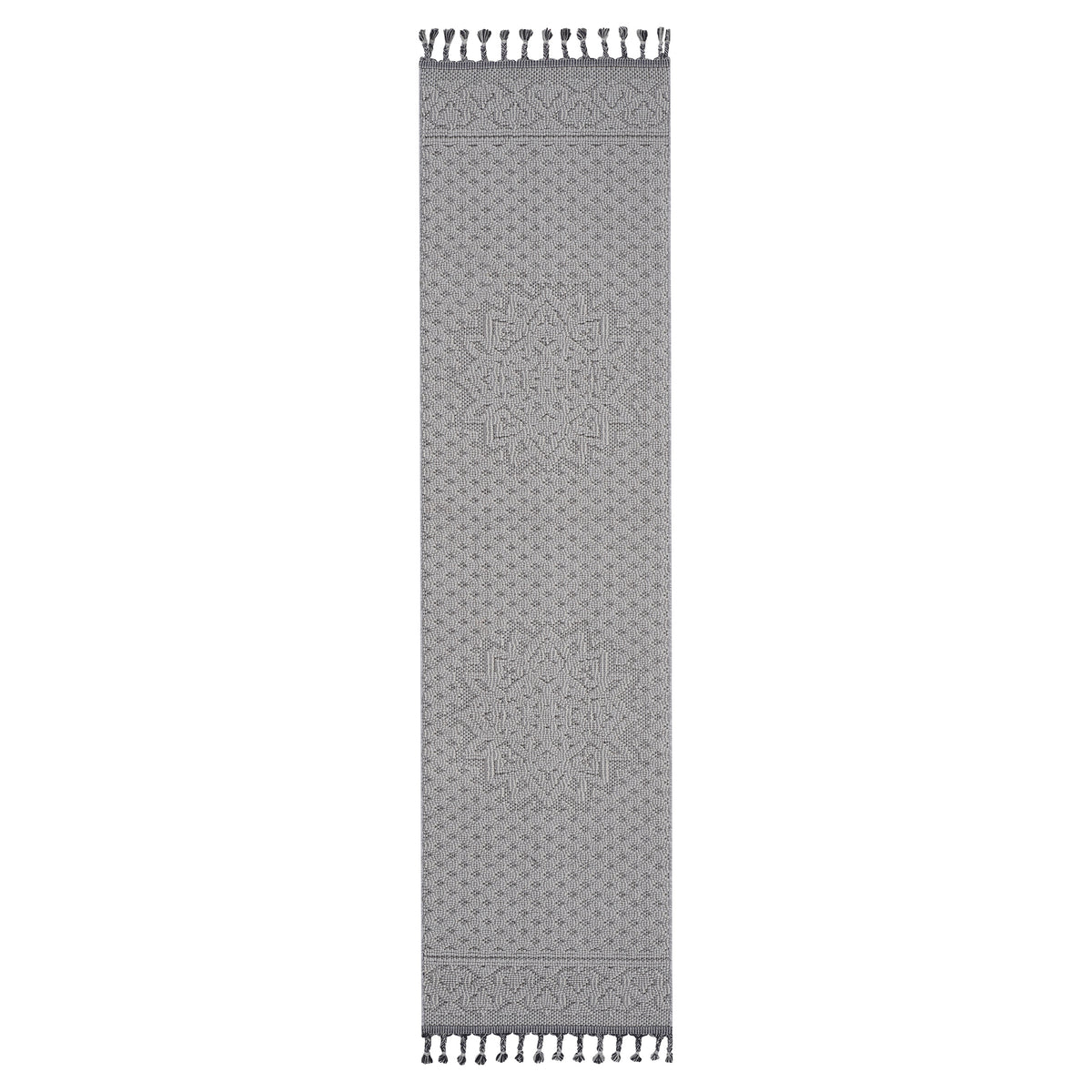 Naar Guros Collection 2X8 White Ivory Medallion Indoor Outdoor Area Rug White Polypropylene