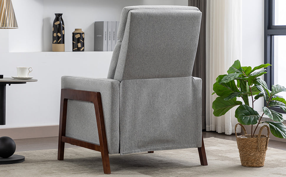 Set Of Two Wood Framed Upholstered Recliner Chair Adjustable Home Theater Seating With Thick Seat Cushion And Backrest Modern Living Room Recliners,Gray Gray Linen