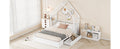 Wood Queen Size House Platform Bed With Guardrail And 2 Drawers, White Box Spring Not Required Queen White Wood Bedroom Bed Frame Solid Wood Mdf