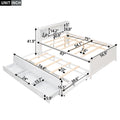 Full Size Platform Bed With Storage Headboard, Usb, Twin Size Trundle And 3 Drawers, White Box Spring Not Required Full White Wood Bedroom Bed Frame Solid Wood Mdf