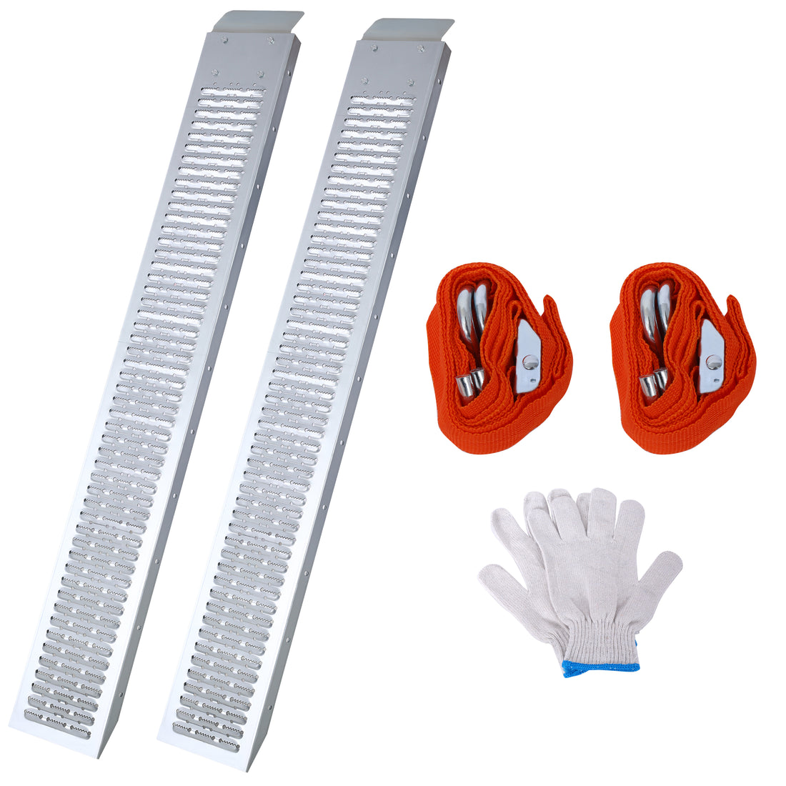 66" L Loading Ramps, 960Lbs Capacity Loading Ramps For Pickup Trucks, Steel Motorcycle Ramp, Dirt Bike Ramp For Truck, Lawn Mower, Snowblower, Atv, Quad, Pack Of 2 ,With 2Pcs Tie Straps,1Pair Gs