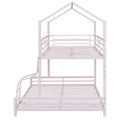 Metal House Bunk Bed, Twin Over Full, Pink Full Pink Metal