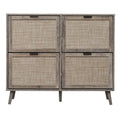 4 Door Shoe Rack, Freestanding Modern Shoe Storage Cabinet, For Entryway Dark Grey Particle Board