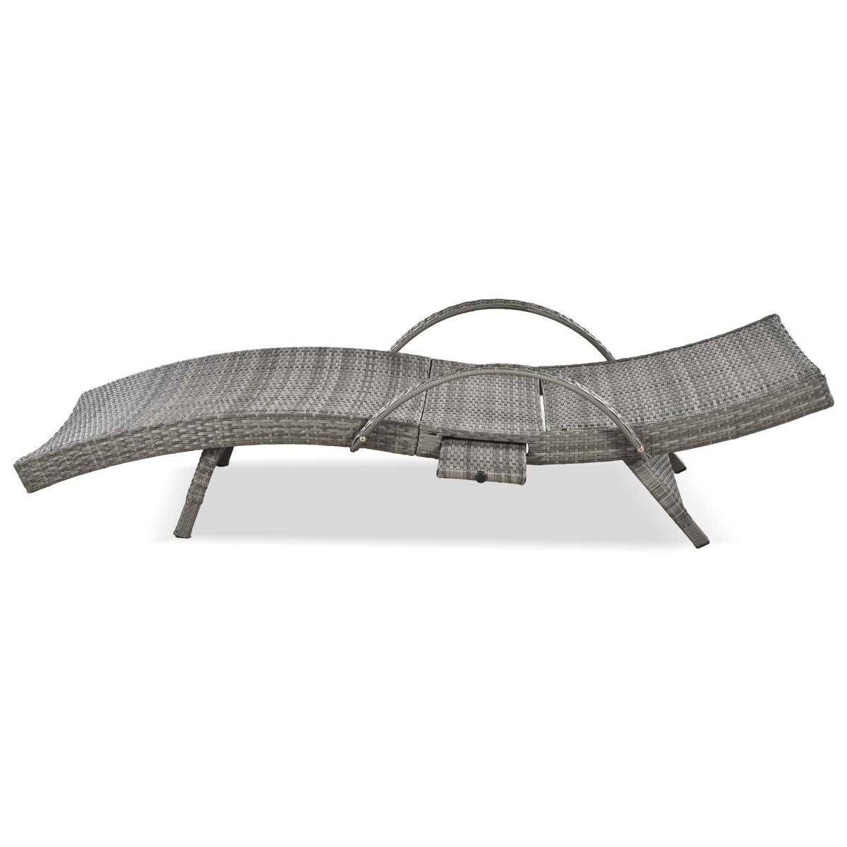K&K 80'' Outdoor Wicker Chaise Lounge Chairs Set Of 2, Patio Rattan Reclining Chair Pull Out Side Table Adjustable Backrest Ergonomic Wave Design Pool Sunbathing Recliners, Grey No Lounge Grey Seats
