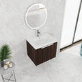24 Inch Bathroom Cabinet With Resin Sink,Soft Close Doors,Float Mounting Design, For Small Bathroom Silver Brown Stripe Bathroom Modern Plywood Plywood