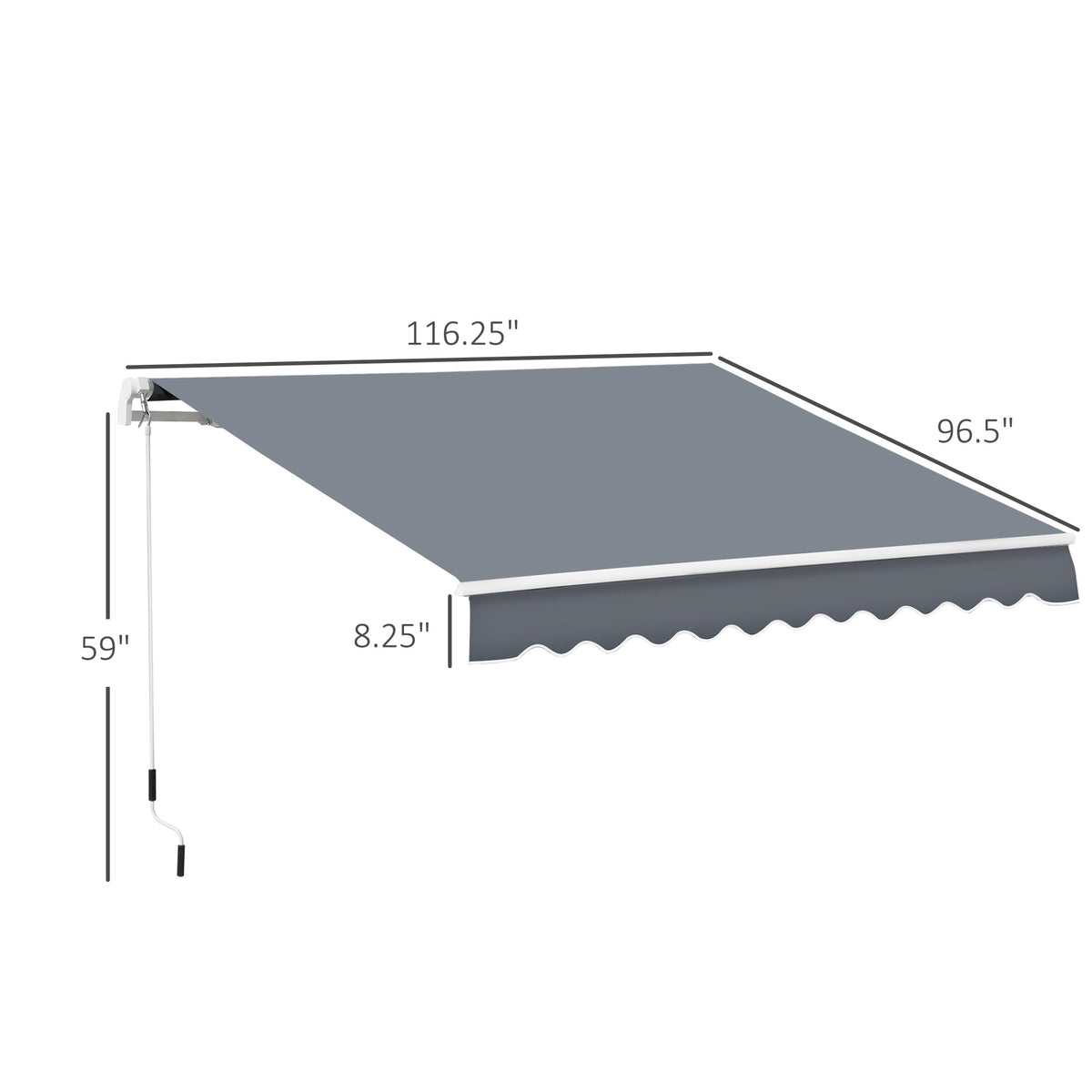 Outsunny 10' X 8' Retractable Awning, Patio Awnings, Sunshade Shelter W Manual Crank Handle, Uv & Water Resistant Fabric And Aluminum Frame For Deck, Balcony, Yard, Dark Gray Dark Grey Aluminum