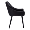 Dining Chair, Set Of 2, Side, Upholstered, Kitchen, Dining Room, Black Leather Look, Black Metal, Contemporary, Modern Black Foam Faux Leather