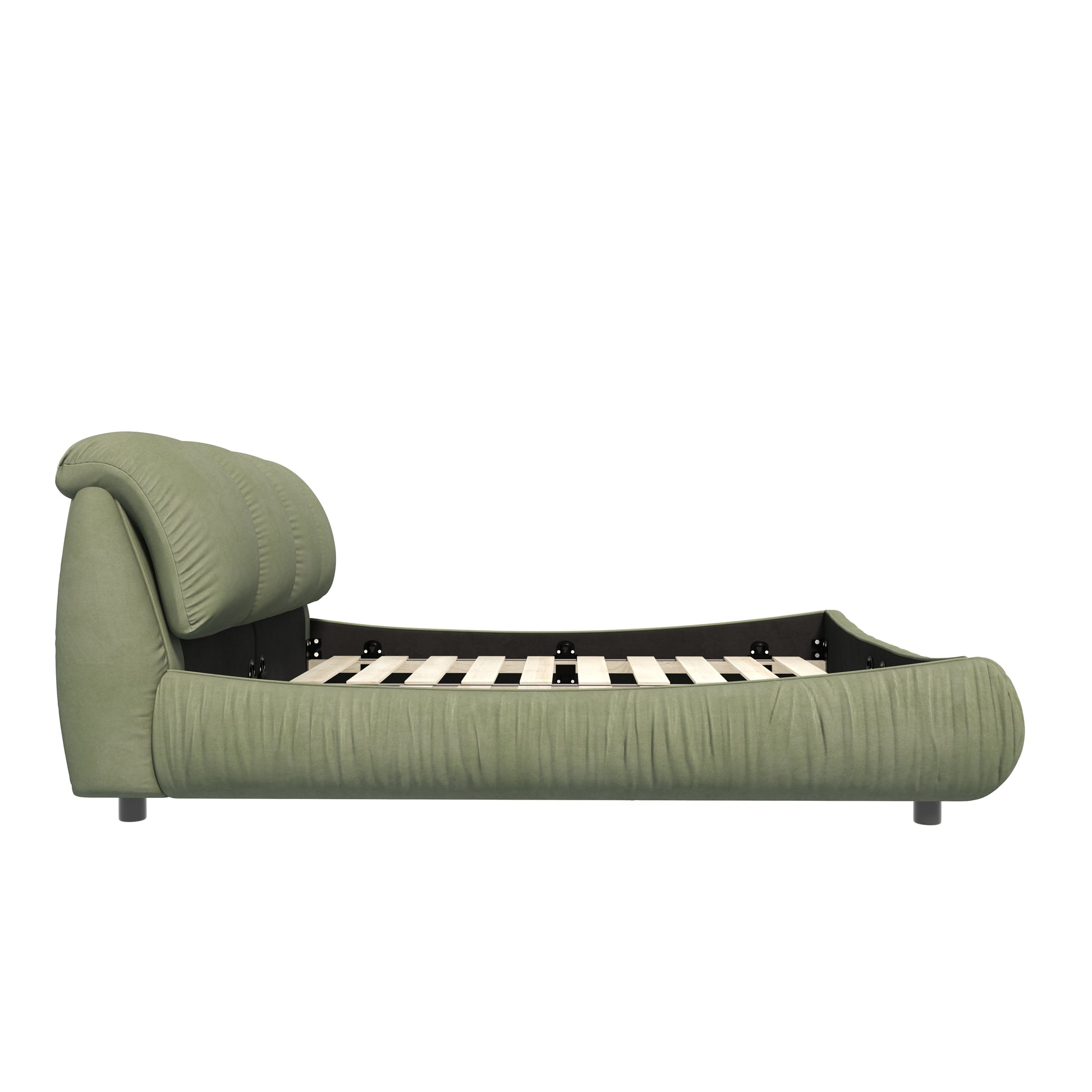 Queen Size Luxury Upholstered Platform Bed With Oversized Padded Backrest And Solid Wood Frame,Suitable For Multiple Heights Of Mattresses,Green Old Sku:W1885S00018 Box Spring Not Required Queen Green Wood Pine Solid Wood